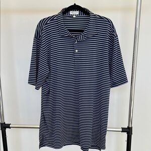 Peter Millar Men's Striped Polo Shirt - Navy and White